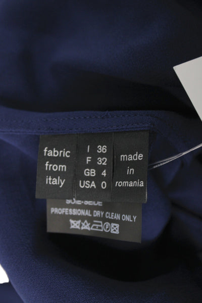 Derek Lam Women Silk High Neck Long Sleeve Basic Blouse Blue Size 0
