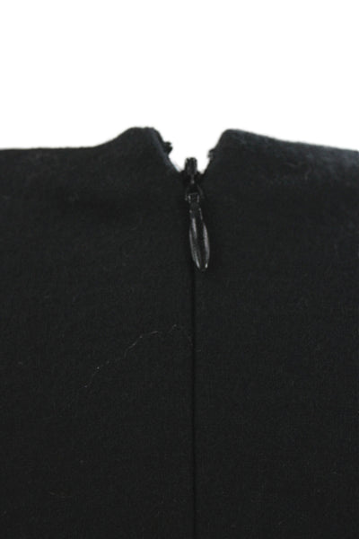 Derek Lam Womens Black Basic Wool Zip Round Neck Long Sleeve Blouse Size 2