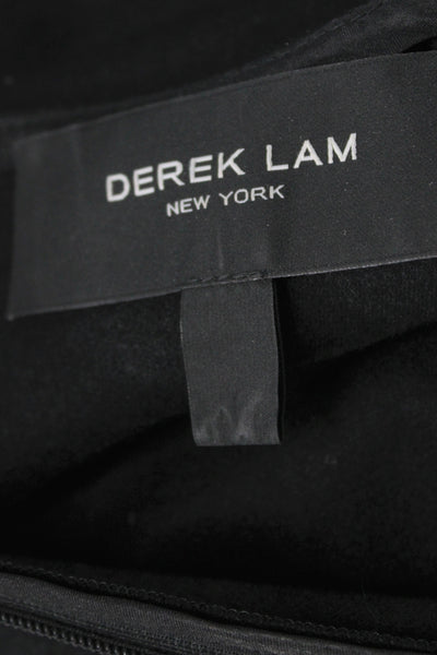 Derek Lam Womens Black Basic Wool Zip Round Neck Long Sleeve Blouse Size 2