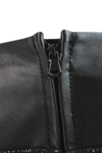 Proenza Schouler Women Black Basic Short Sleeve Blouse Zip Round Neck Size 2