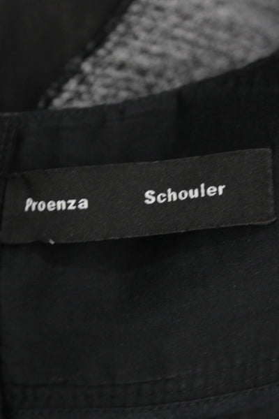 Proenza Schouler Women Black Basic Short Sleeve Blouse Zip Round Neck Size 2