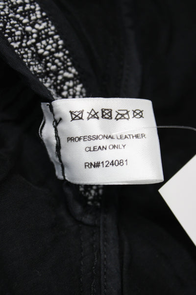 Proenza Schouler Women Black Basic Short Sleeve Blouse Zip Round Neck Size 2