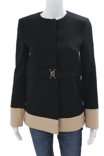 Derek Lam Women Basic Jacket Black Buckle Long Sleeve 60% Acetate Size 0