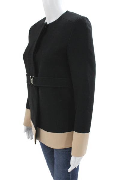 Derek Lam Women Basic Jacket Black Buckle Long Sleeve 60% Acetate Size 0