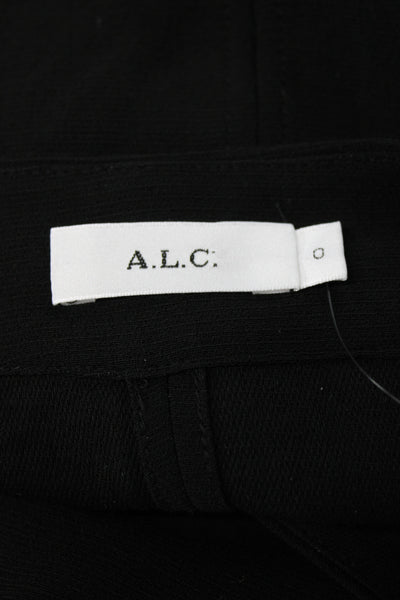 A.L.C. Women Basic Black V-Neck Viscose Short Sleeve T-Shirt Size 0