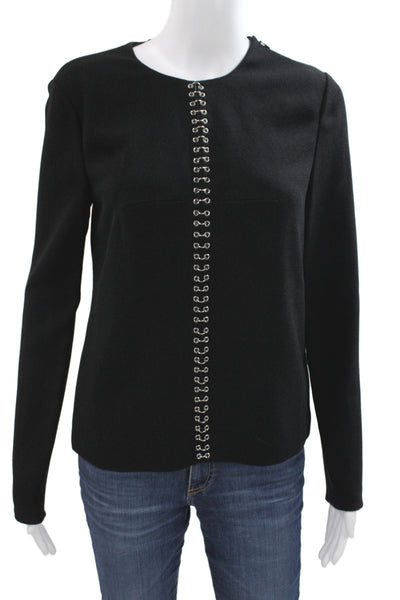 Alexander Wang Women Basic Jacket Black Cupro Zip Long Sleeve Round Neck Size 2