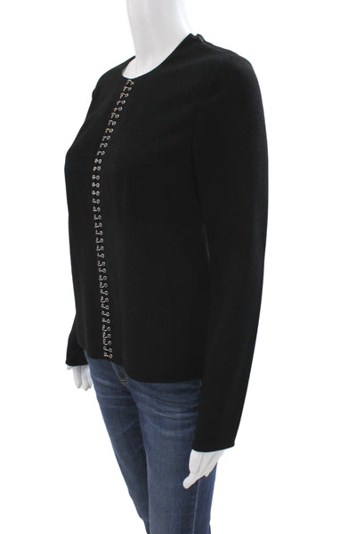Alexander Wang Women Basic Jacket Black Cupro Zip Long Sleeve Round Neck Size 2