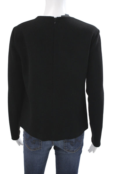 Alexander Wang Women Basic Jacket Black Cupro Zip Long Sleeve Round Neck Size 2