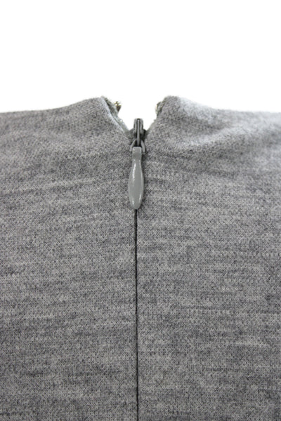 Derek Lam Women Jersey Blouse Gray Wool Zip Round Neck Long Sleeve Size 2