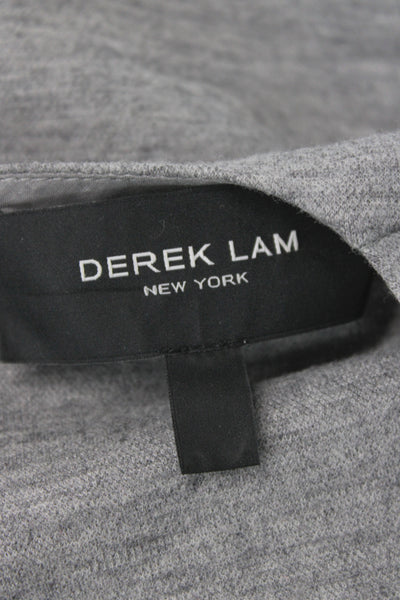 Derek Lam Women Jersey Blouse Gray Wool Zip Round Neck Long Sleeve Size 2