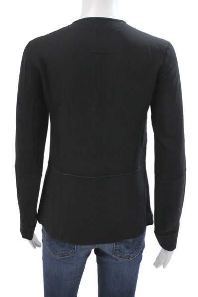 Derek Lam Women Black Silk Basic Blouse Long Sleeve Button Size 0