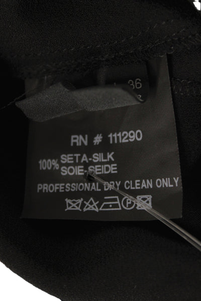 Derek Lam Women Black Silk Basic Blouse Long Sleeve Button Size 0