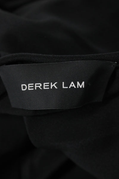 Derek Lam Women Basic Black Silk Round Neck Long Sleeve Blouse Size 2