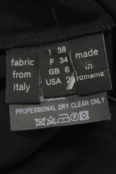 Derek Lam Women Basic Black Silk Round Neck Long Sleeve Blouse Size 2