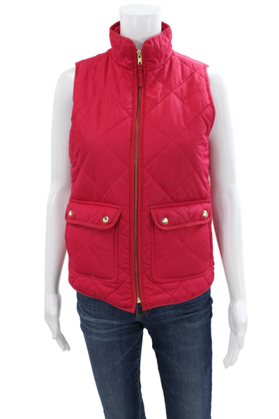 J Crew Womens Quilted Argyle Red Vest Zip Size 2XS