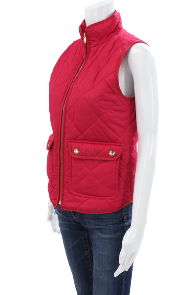 J Crew Womens Quilted Argyle Red Vest Zip Size 2XS