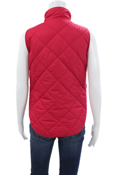 J Crew Womens Quilted Argyle Red Vest Zip Size 2XS