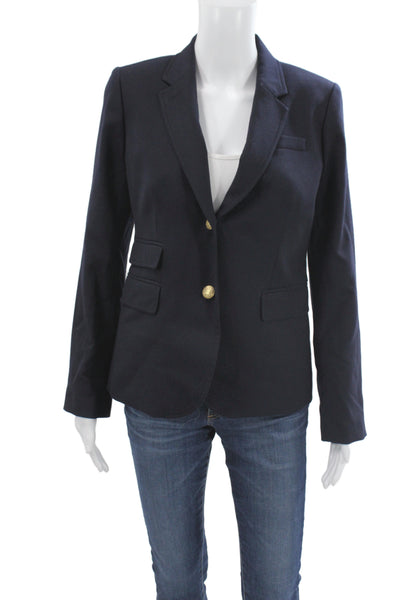 J Crew Womens Basic Jacket Blue Wool Button Size 4