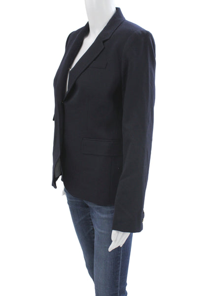 J Crew Womens Basic Jacket Blue Wool Button Size 4