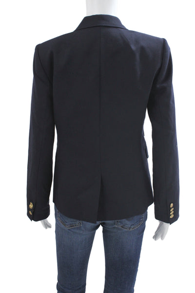 J Crew Womens Basic Jacket Blue Wool Button Size 4