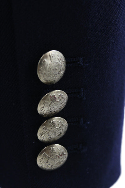 J Crew Womens Basic Jacket Blue Wool Button Size 4