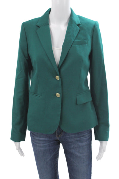 J Crew Womens Green Basic Jacket Button Long Sleeve 40% Wool Size 4