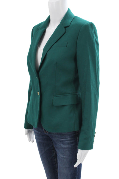 J Crew Womens Green Basic Jacket Button Long Sleeve 40% Wool Size 4