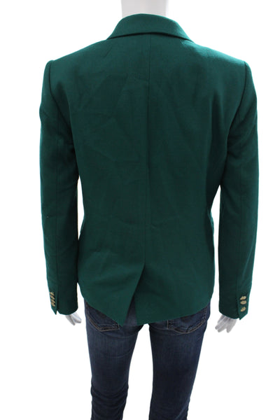 J Crew Womens Green Basic Jacket Button Long Sleeve 40% Wool Size 4