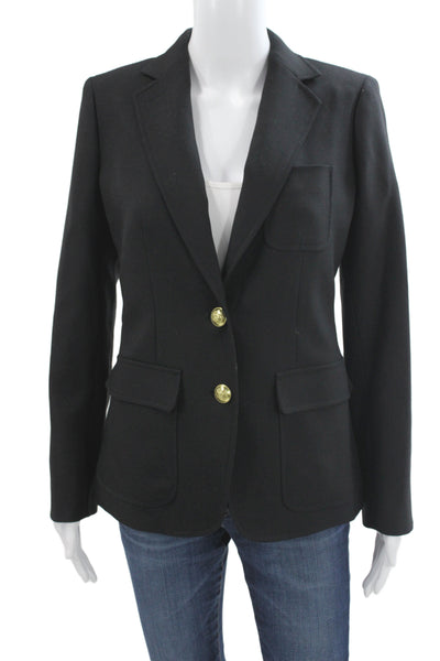 J Crew Women Basic Wool Jacket Black Button Long Sleeve Size 2