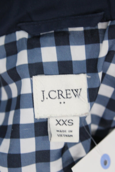 J Crew Women Quilted Check Polyester Zip Vest Blue Preppy Size 2XS
