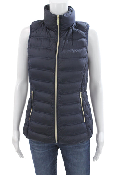Michael Michael Kors Women Puffer Jacket Blue Nylon Zip Sleeveless Size XS