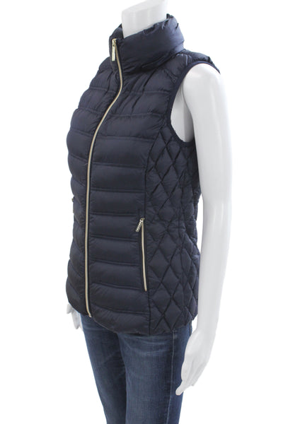 Michael Michael Kors Women Puffer Jacket Blue Nylon Zip Sleeveless Size XS