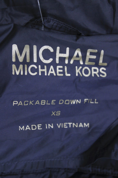 Michael Michael Kors Women Puffer Jacket Blue Nylon Zip Sleeveless Size XS