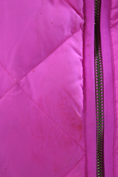 J Crew Women Pink Puffer Jacket Argyle Sleeveless Zip Polyester Size XS