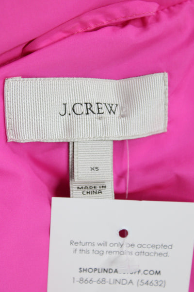 J Crew Women Pink Puffer Jacket Argyle Sleeveless Zip Polyester Size XS