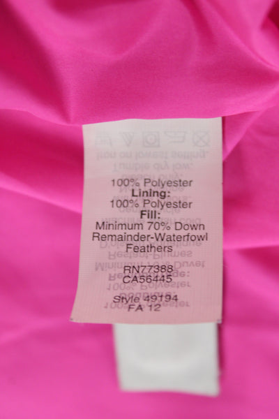 J Crew Women Pink Puffer Jacket Argyle Sleeveless Zip Polyester Size XS