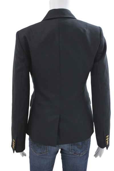 J Crew Women Black Wool Basic Jacket Button Long Sleeve Nautical Size 2
