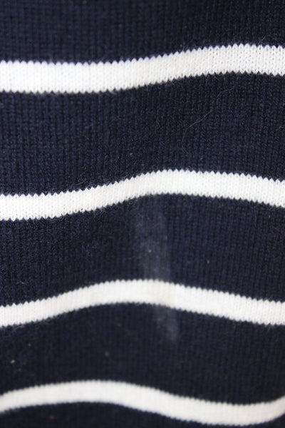 J Crew Women Pullover Sweater Blue Striped Scoop Neck Long Sleeve Size 2XS