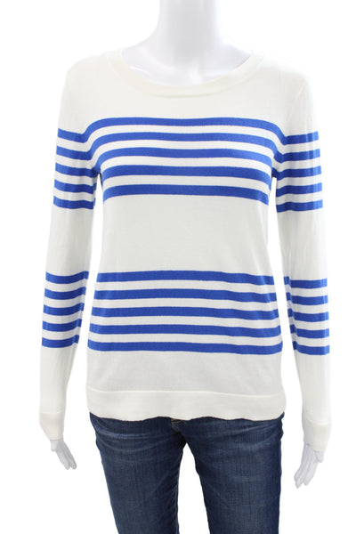 J Crew Womens Blue Striped Cotton Pullover Sweater Size XS