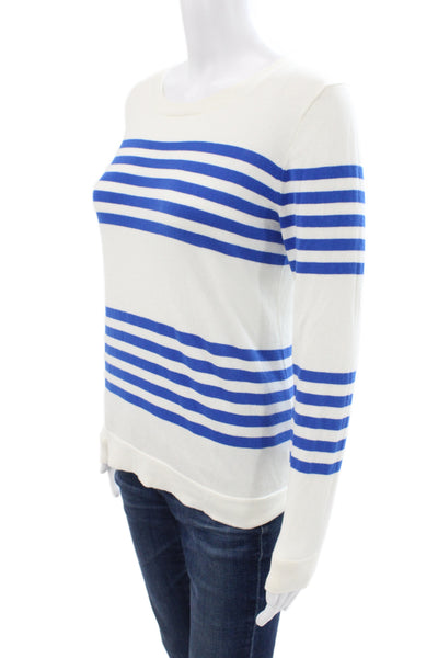 J Crew Womens Blue Striped Cotton Pullover Sweater Size XS