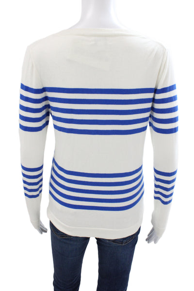 J Crew Womens Blue Striped Cotton Pullover Sweater Size XS