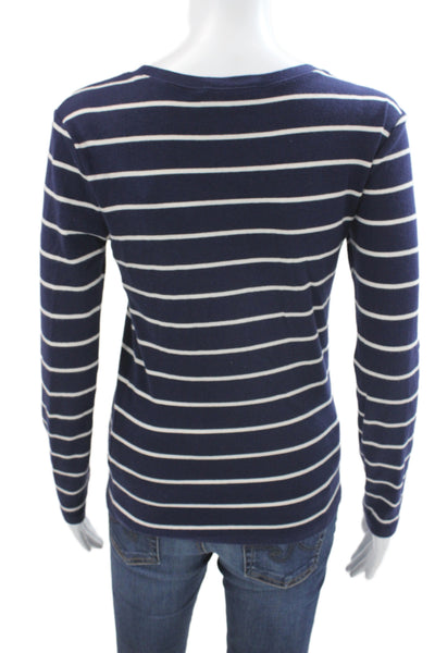 Ralph Lauren Sport Womens Jersey Blue Striped Round Neck Long Sleeve Size S