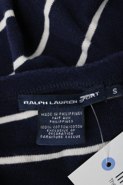 Ralph Lauren Sport Womens Jersey Blue Striped Round Neck Long Sleeve Size S