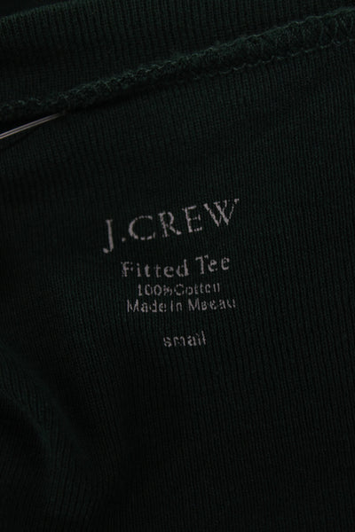 J Crew Womens Long Sleeve Scoop Neck Basic T Shirt Green Cotton Size S