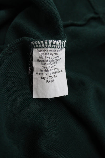 J Crew Womens Long Sleeve Scoop Neck Basic T Shirt Green Cotton Size S