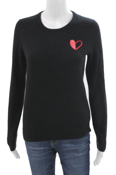White + Warren Women Black Cashmere Crewneck Pullover Sweater Long Sleeve Size S
