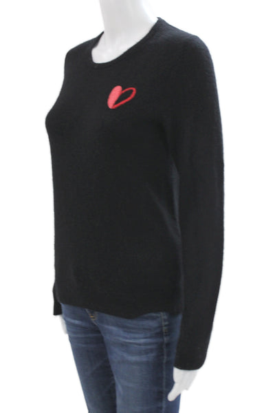 White + Warren Women Black Cashmere Crewneck Pullover Sweater Long Sleeve Size S