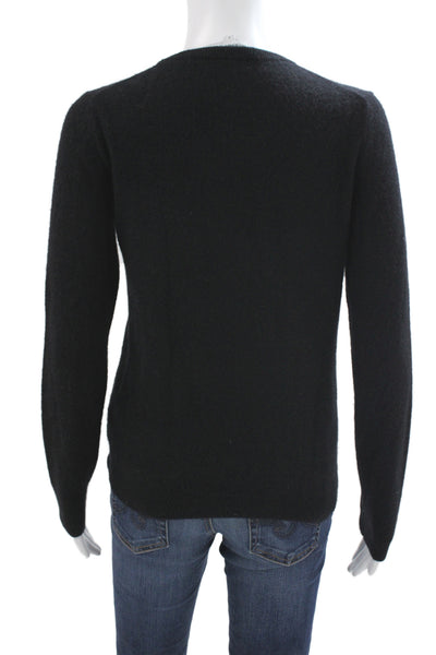 White + Warren Women Black Cashmere Crewneck Pullover Sweater Long Sleeve Size S