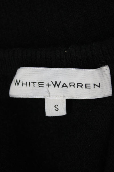 White + Warren Women Black Cashmere Crewneck Pullover Sweater Long Sleeve Size S