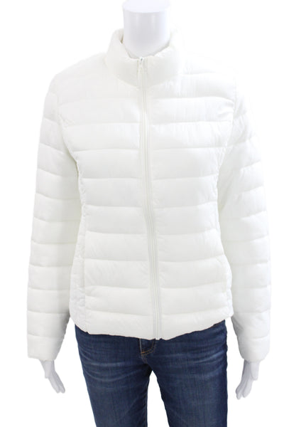 Love Tree Women Puffer Jacket White Nylon Zip Long Sleeve Size S